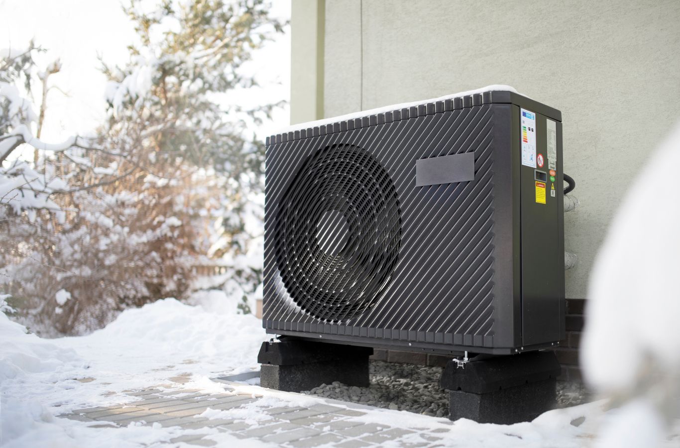 Climate Systems technician installing a heat pump in Cranberry Township, PA, demonstrating efficient service and local expertise.